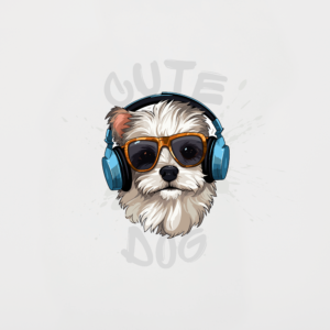 Cute Dog Black, White & Grey T-Shirt Design