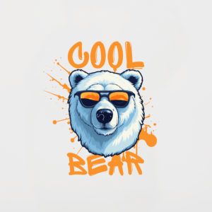 Cool Bear Black, White & Grey T-Shirt Design