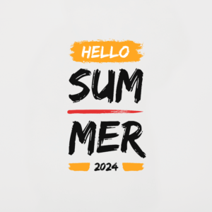 Hello Summer Black, White & Grey T-Shirt Design