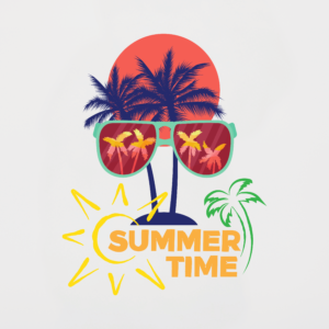 Summer Time Black, White & Grey T-Shirt Design